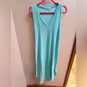 entro Ribbed V-Neck Maxi Dress - Aqua Teal